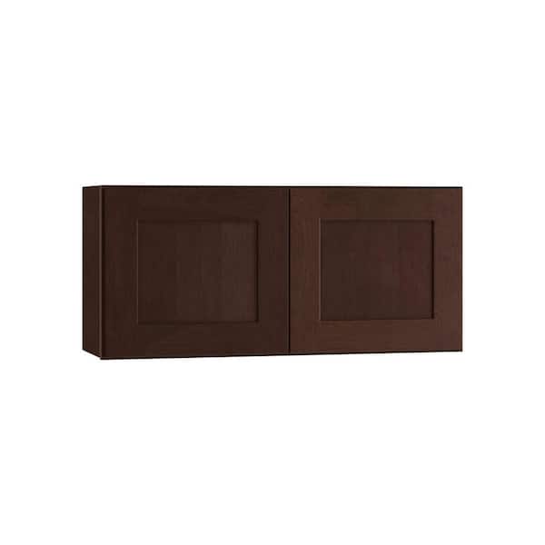 Home Decorators Collection Franklin Stained Manganite Plywood Shaker Assembled Wall Kitchen Cabinet Soft Close 30 in W x 12 in D x 12 in H