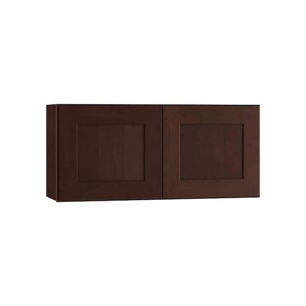 Home Decorators Collection Newport 30 in. W x 12 in. D x 15 in. H Assembled Plywood Wall Bridge Kitchen Cabinet in Manganite with Soft Close