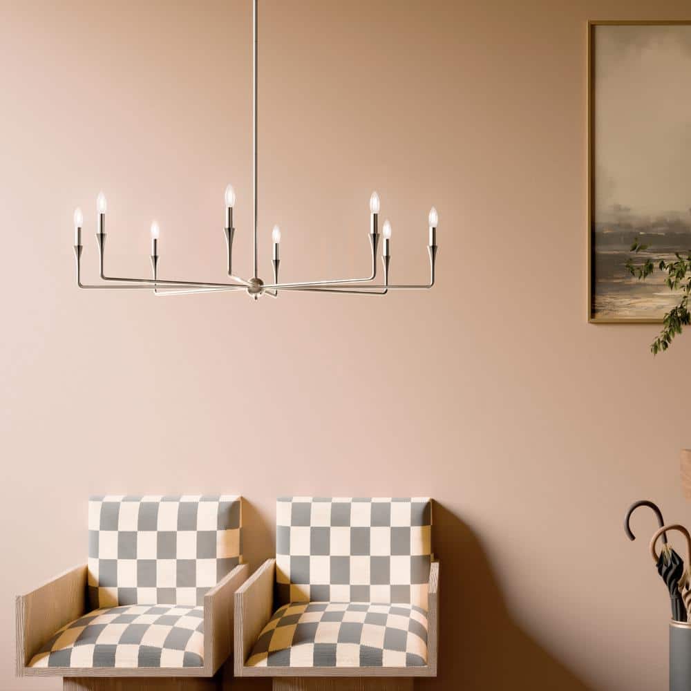 Alvaro 50 in. 8-Light Polished Nickel Modern Candle Chandelier for Dining Room price history on PriceWatchPro
