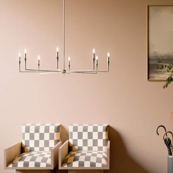 KICHLER Alvaro 50 in. 8-Light Polished Nickel Modern Candle