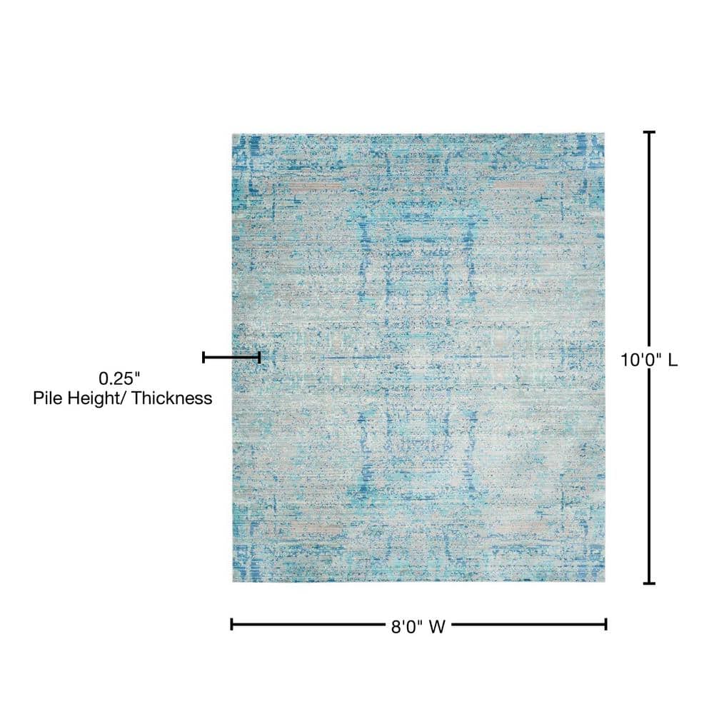 Luminous Light Blue Abstract 8' x 10' Synthetic Area Rug