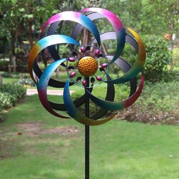 70 in. H Multi-Colored Steel Large Wind Spinner Kinetic Windmills