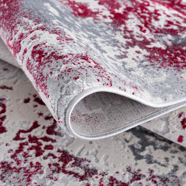 Vogue Red (3 ft. x 5 ft.) - 2 ft. 8 in. x 4 ft. 8 in. Modern Abstract Area Rug Doormat Entrance Floor Mat