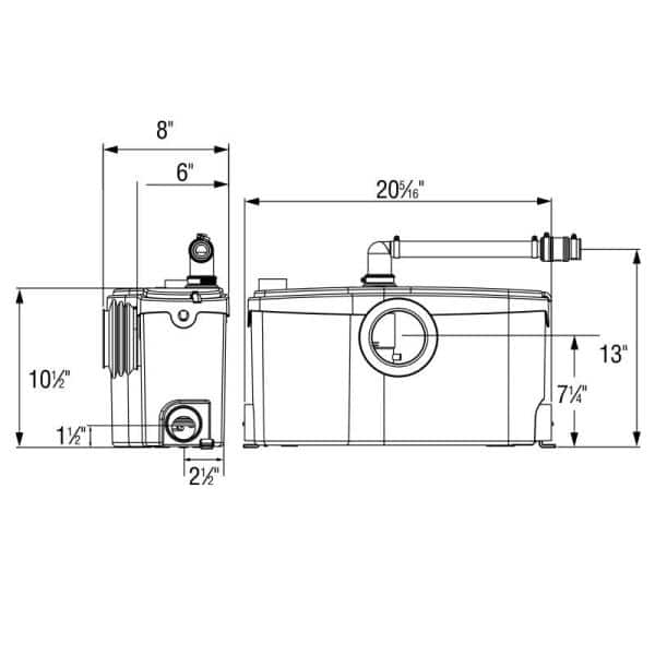 Saniflo 13.75 in. White Grinder Pump for Bathroom