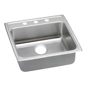 Lustertone Drop-In Stainless Steel 22 in. 3-Hole Single Bowl ADA Compliant Kitchen Sink with 6.5 in. Bowl