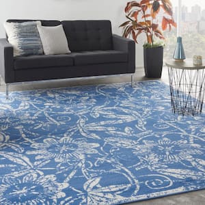 Whimsicle Blue 7 ft. x 10 ft. Floral French Country Contemporary Area Rug