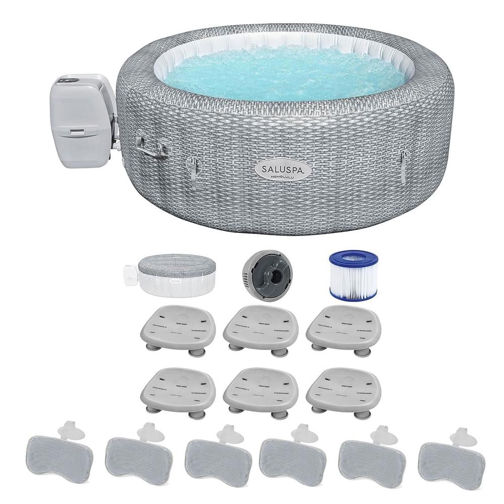 Bestway Honolulu 6-Person AirJet Hot Tub with 6 Non Slip Pool/Spa