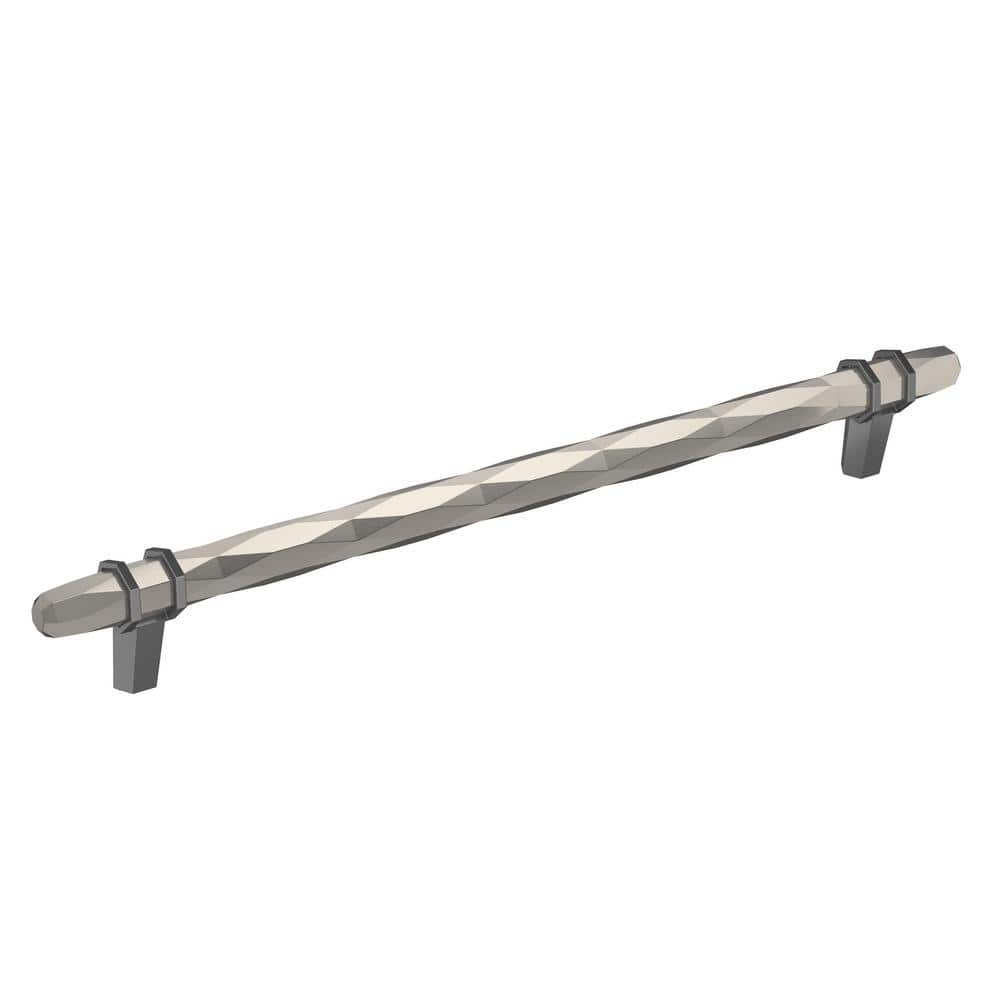 London 10-1/16 in. (256mm) Modern Satin Nickel/Black Chrome Bar Cabinet Pul