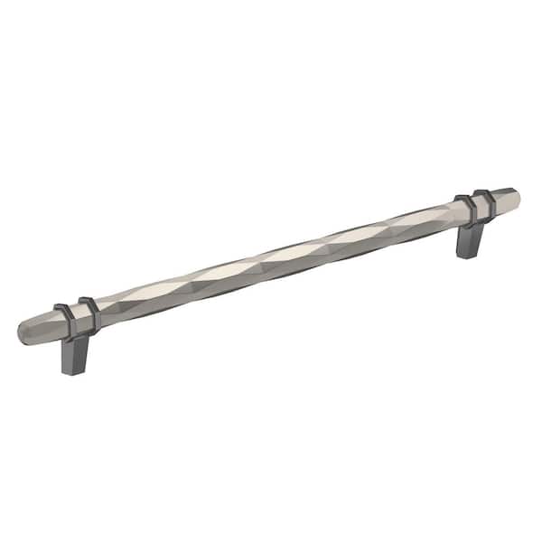 London 10-1/16 in. (256mm) Modern Satin Nickel/Black Chrome Bar Cabinet Pull
