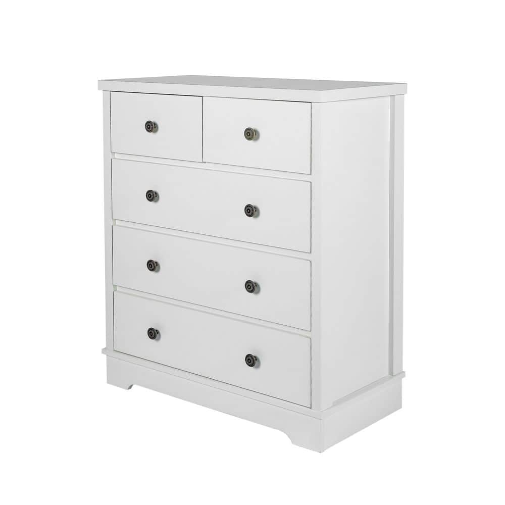 Tidoin 37 2 In H X 31 5 In W X 15 75 In D 5 Drawer Modern White Wood   White Storage Drawers Zr Ydw1 001 64 1000 