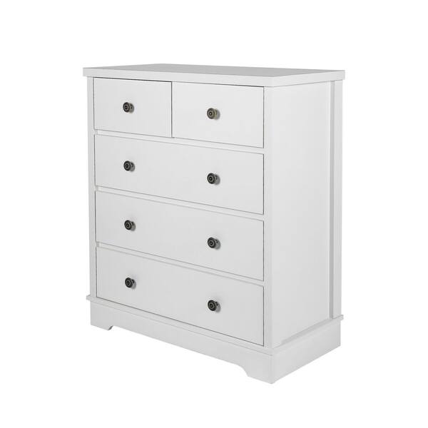 Tidoin 37.2 in. H x 31.5 in. W x 15.75 in. D 5Drawer Modern White Wood Drawer Storage ZRYDW1