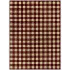 Rogers Burgundy 5 ft. x 7 ft. Gingham Area Rug