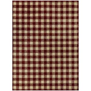 Rogers Burgundy 5 ft. x 7 ft. Gingham Area Rug