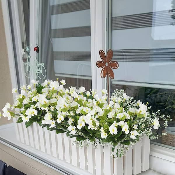 9.45 in. Artificial Hibiscus Impatiens White Silk Flowers UV