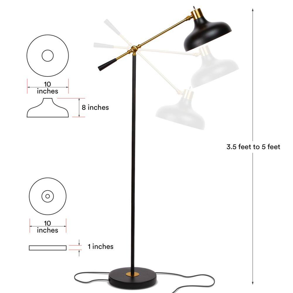 Wyatt 60" Matte Black Adjustable LED Floor Lamp with Voice Control