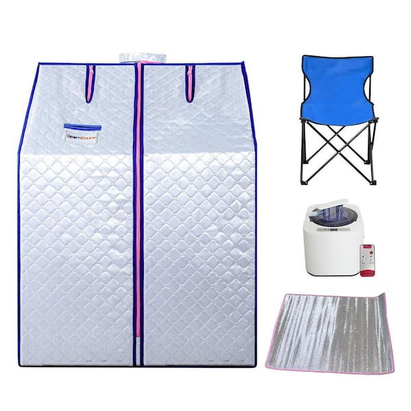 Cesicia Portable 1-Person Silver Electric Heater Sauna for Home with Remote