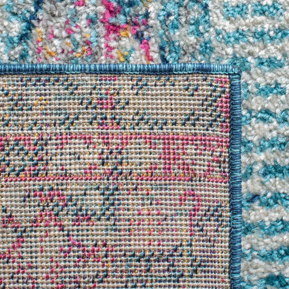 Madison Denim Blue & Purple 8' x 10' Boho Chic Synthetic Area Rug