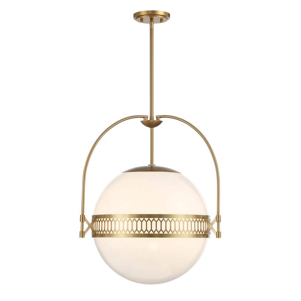 Thornhill 60-Watt 3-Light Warm Brass Pendant-Light with Strie Glass Shade, No Bulbs Included price history on PriceWatchPro