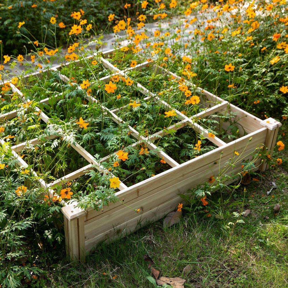Natural Cedar Square Raised Garden Bed Kit with 9 Growing Grids
