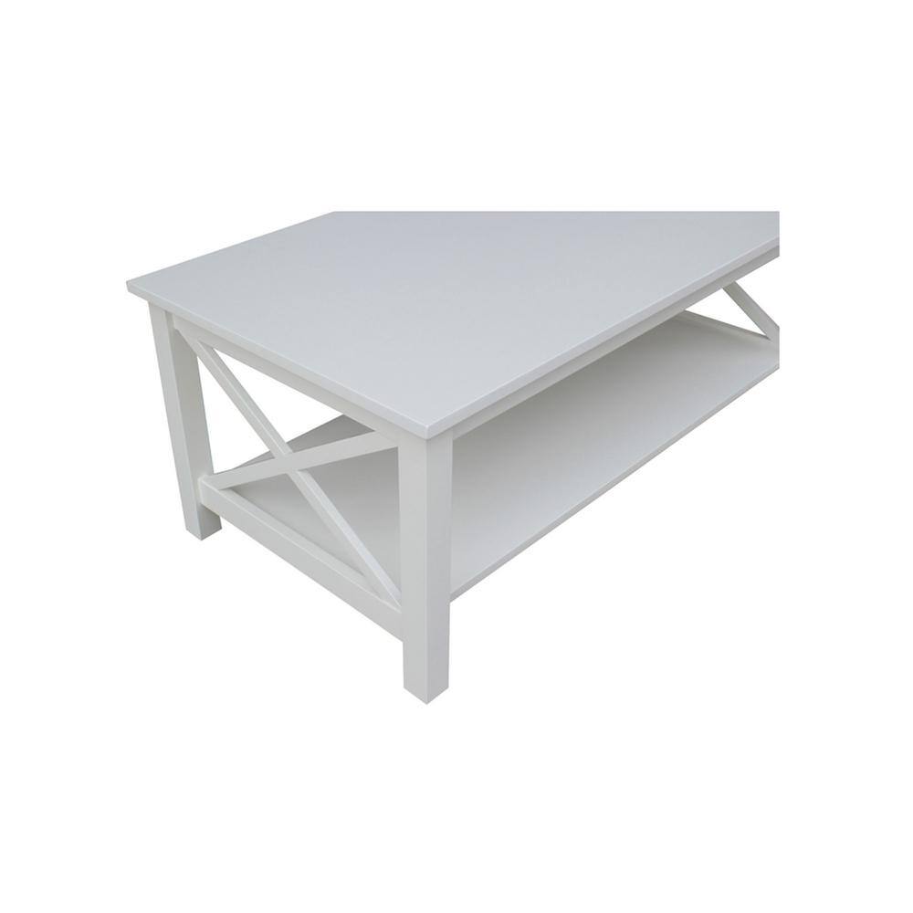 Hampton 46" White Solid Wood Rectangular Coffee Table