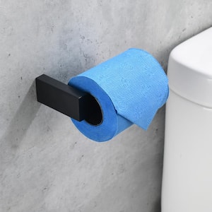 Bath Wall-Mount Single Post Toilet Paper Holder Square Tissue Holder in Matte Black