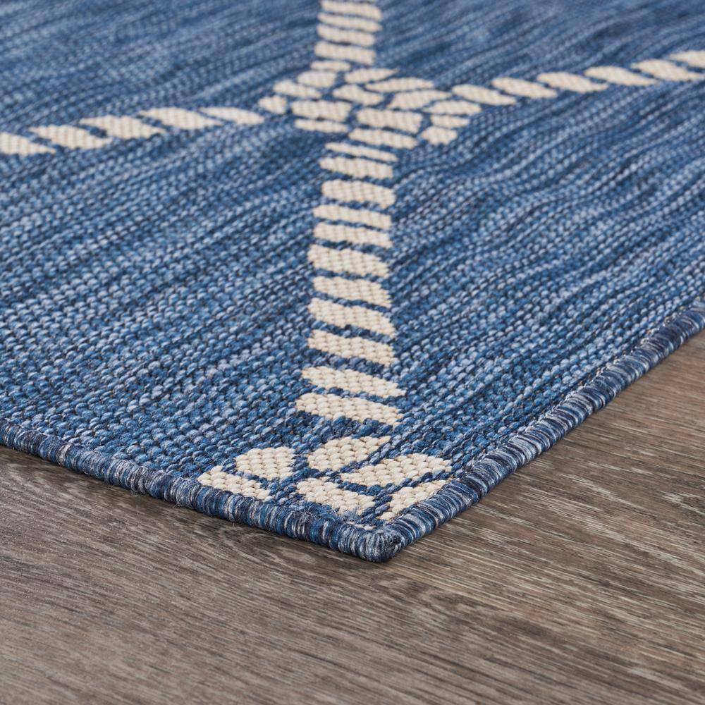 Coastal Charm Blue & White Geometric Flatweave Indoor-Outdoor Rug