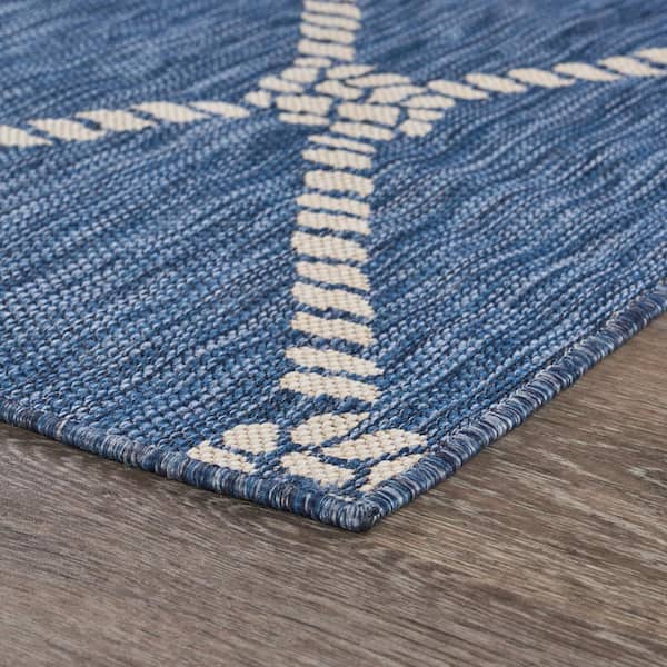 nanaORIENTALオリエンタル　ネイビー UK7 Naira Nautical Navy Blue/White 5 ft. 3 in. x 7 ft. Knot