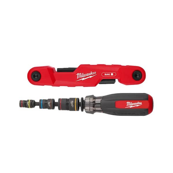 SAE Electrician's Folding Hex Key Set (11-Piece) and Multi-Nut Driver W/ SHOCKWAVE Impact Duty Magnetic Nut Drivers