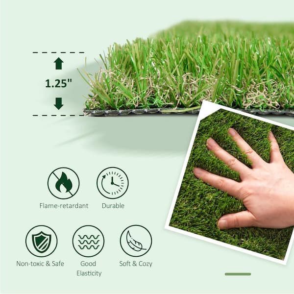 Huluwat 3 ft. x 10 ft. Green Thick Realistic Artificial Grass Rug with Simulated Look and Feel UV Protection 1.25