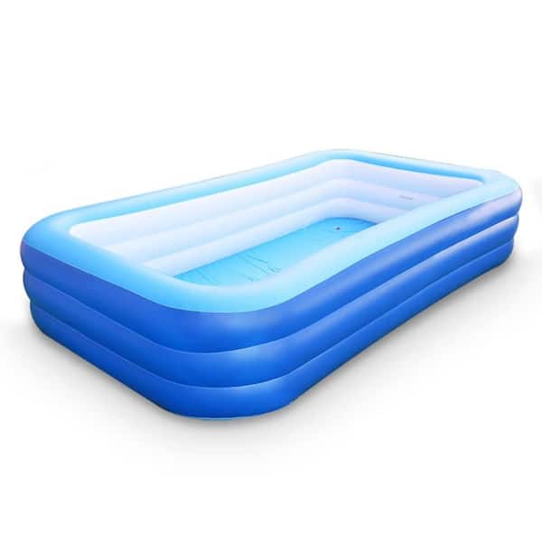 118"L x 66"W x 21"H Blue Inflatable Swimming Pool for Kids,Kiddie Pools with Inflatable Soft Floor,for Backyard,Garden
