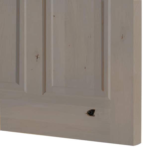 36 in. x 80 in. Right-Hand 4 Lite Clear Glass Grey Stain Knotty Alder Wood Front Door Kit w/ Quick Assemble Jamb