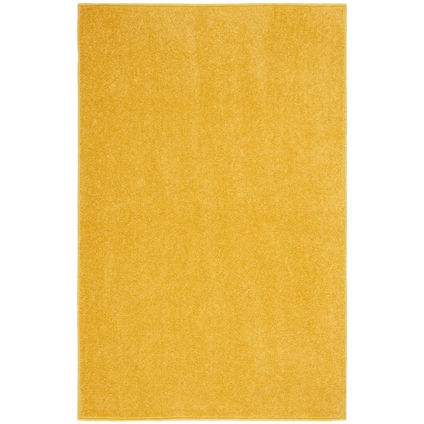 Nourison Essentials doormat 2 ft. x 4 ft. Yellow Solid Contemporary Indoor/Outdoor Patio Kitchen Area Rug