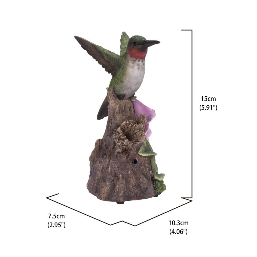Motion Activated Singing Hummingbird on Pink Foxglove Polyresin Statue