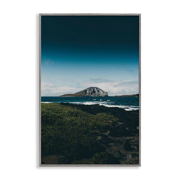 Stupell Industries Hawaiian Rocky Shore by Max Blakesberg Studios Gray Framed Nature Giclee Art Print 24 in. x 16 in.