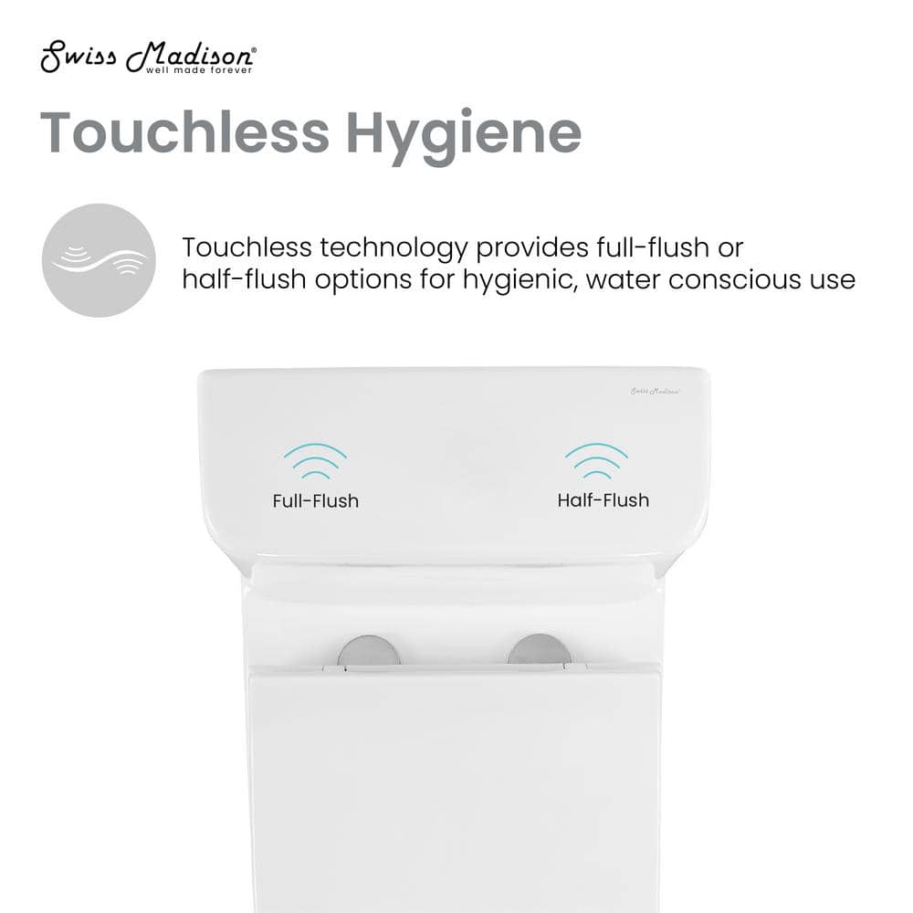 White High Efficiency Touchless Dual Flush One-Piece Toilet