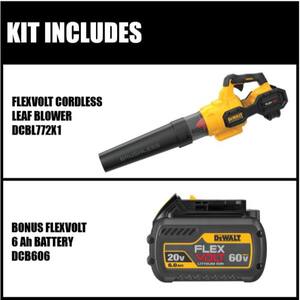 60V MAX 125 MPH 600 CFM Brushless Cordless Battery Powered Axial Leaf Blower Kit with (1) FLEXVOLT 3Ah Battery & Charger