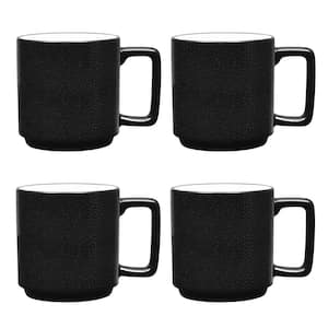 Colortex Stone Black 16 oz. Porcelain Mugs, (Set of 4)