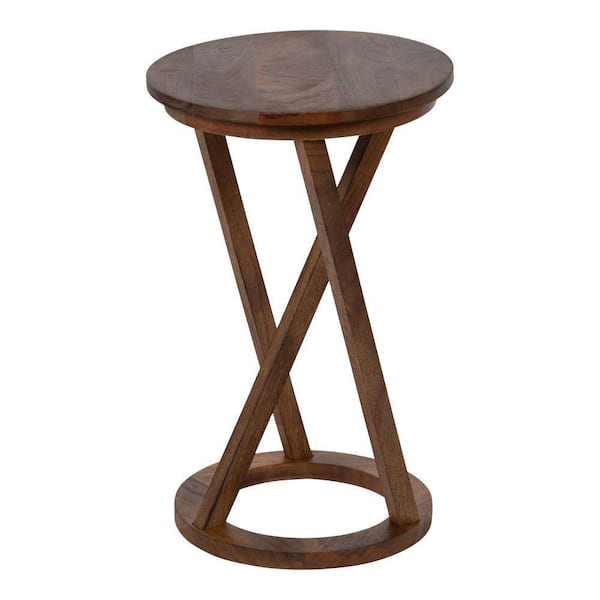 Aja 15.00 in. D Walnut Brown 23.00 in. H Round Wood End Table