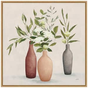 "Natural Bouquet I Gray" by Julia Purinton 1-Piece Floater Frame Canvas Transfer Home Art Print 22 in. x 22 in.