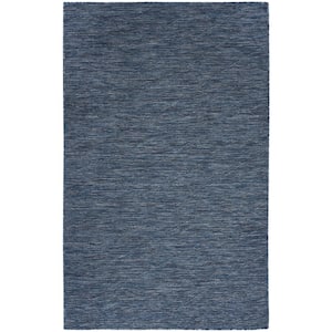 Washable Solutions Navy Blue 6 ft. x 9 ft. Diamond Contemporary Area Rug