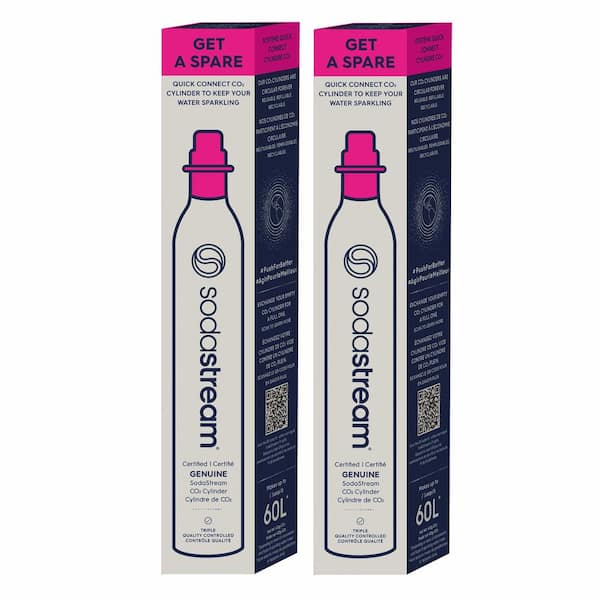 SodaStream 60L CO2 CQC Spare Cylinders for Sparkling Water Makers (Set of 2)