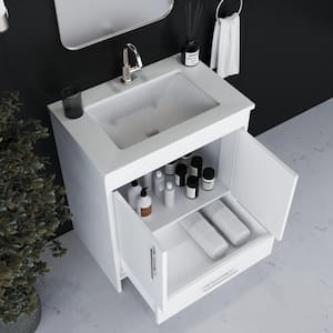 Capri 30 in. W x 22 in. D Bathroom Vanity in White with Microstone Vanity Top in White with White Basin