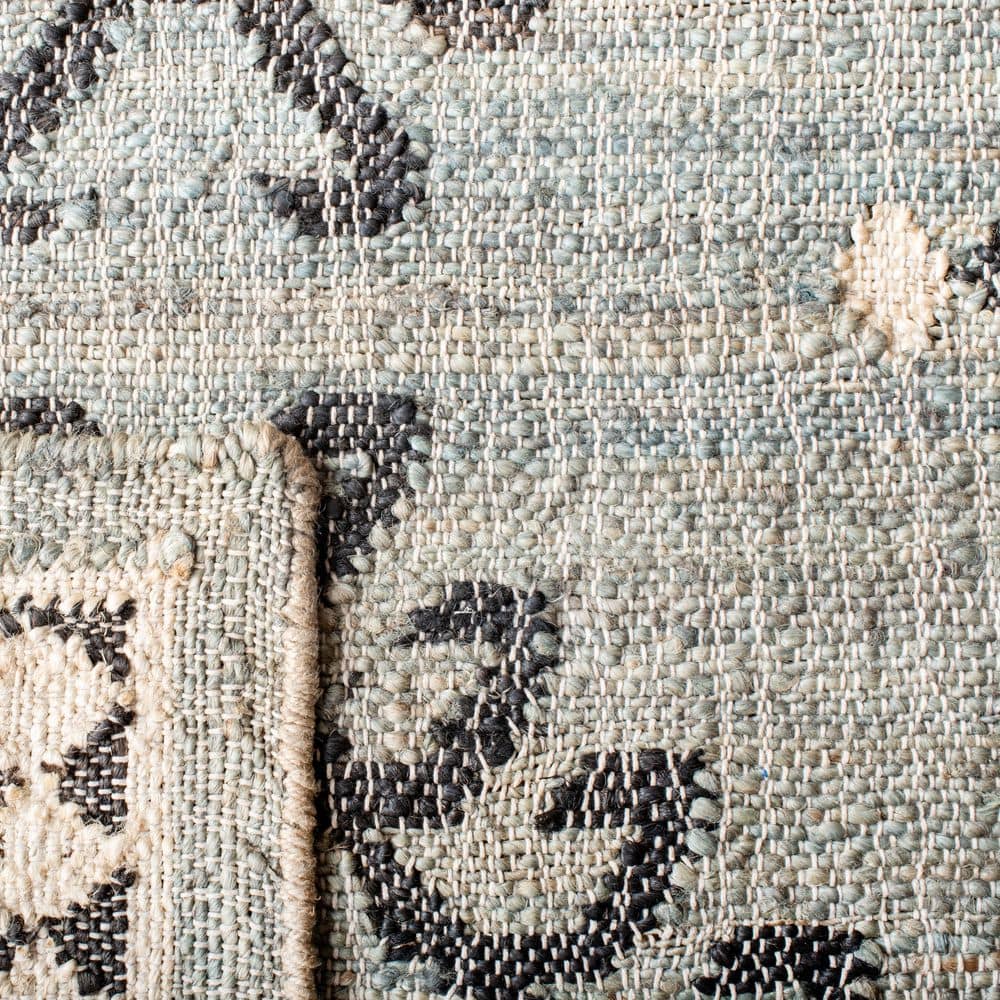 Blue and Black Handmade Flat Woven 9' x 12' Area Rug