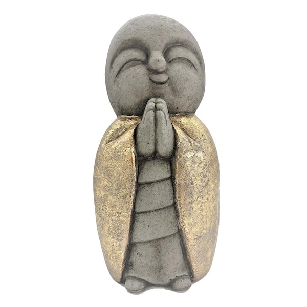 Unbranded 15 in. Grey And Golden Polyresin Monk