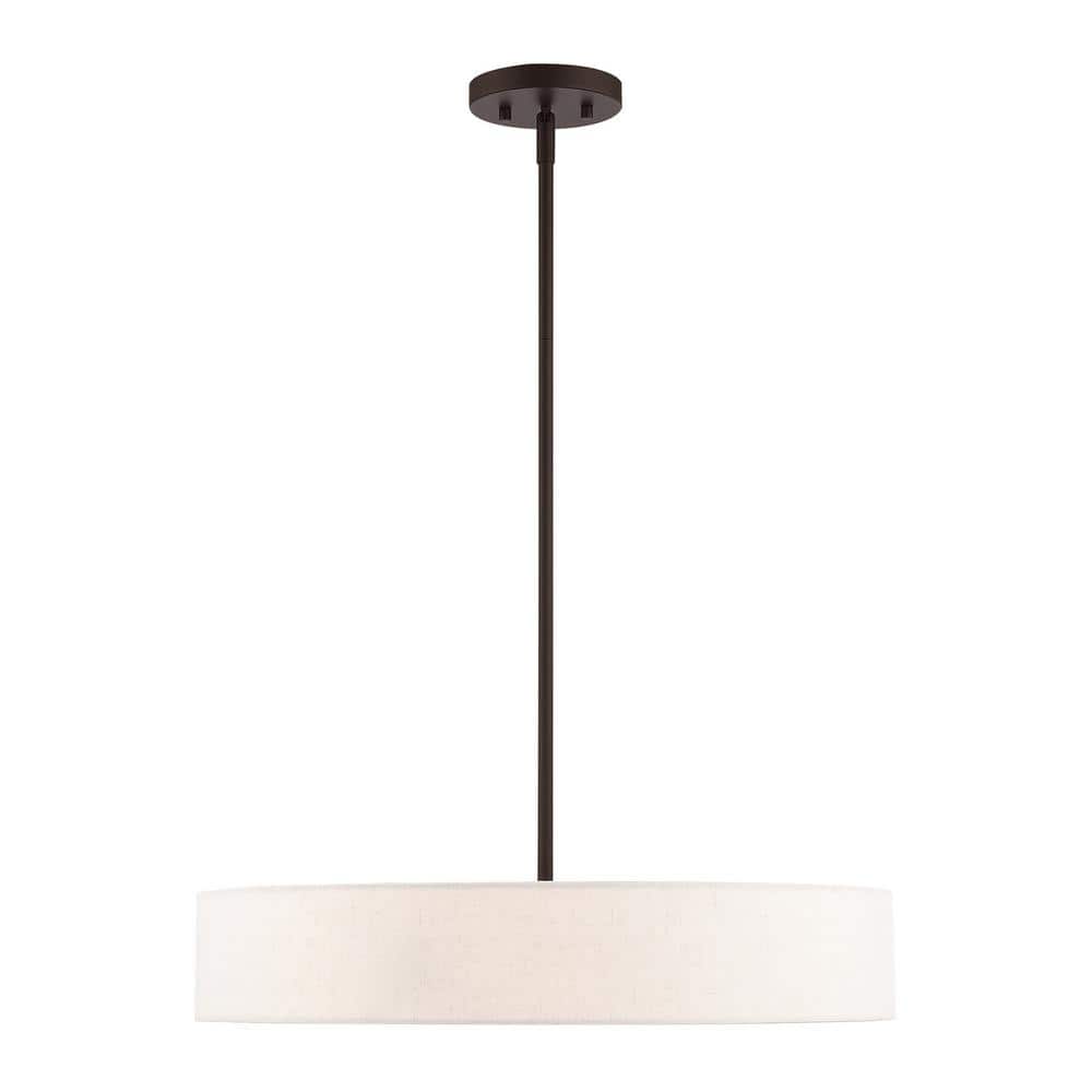 Bronze and Antique Brass 4-Light Crystal Drum Pendant