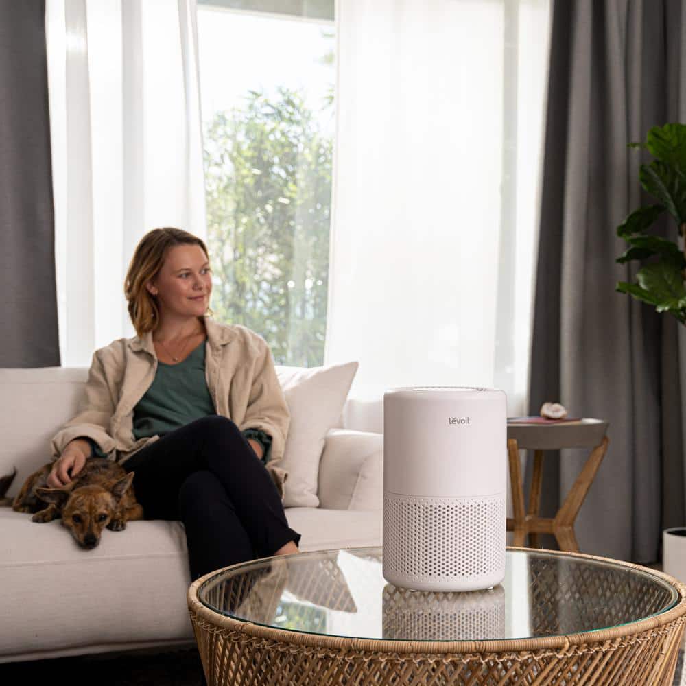 White Smart Table-Top Tower Air Purifier with HEPA Filter