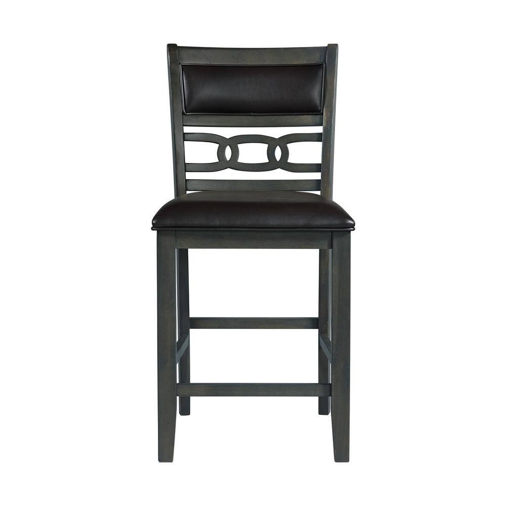 Taylor 40'' Dark Gray Faux Leather Link-Back Counter Chair Set