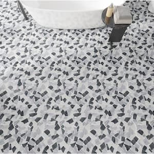 Tumbled Pebbles White and Gray 12 in. x 12 in. Marble Mosaic Tile (5 sq. ft.)