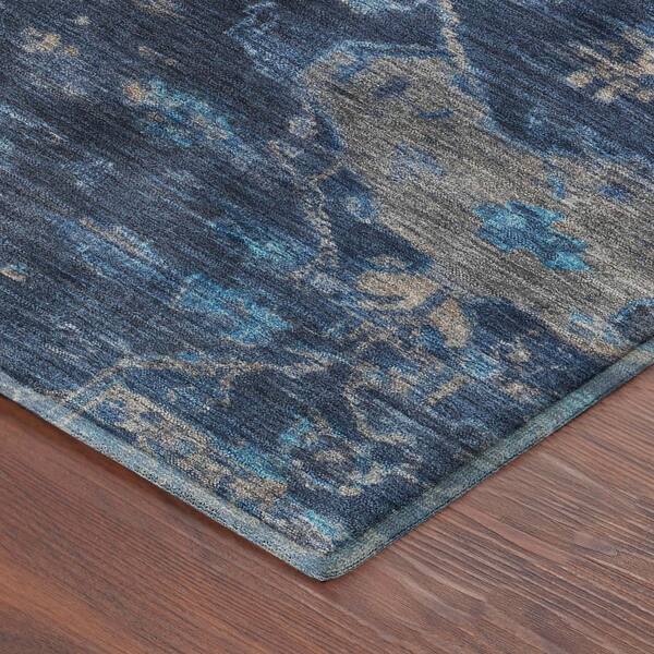 Mayfield Premium Machine Washable Abstract AMF2322 Navy 9 ft. x 12 ft. Area Rug