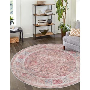 Nostalgia Euphoria Rust Red and Brown 3 ft. 3 in. x 3 ft. 3 in. Machine Washable Area Rug